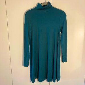 Blue-Green Turtleneck Dress